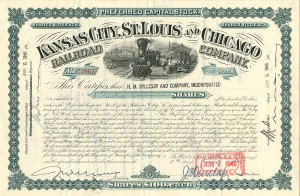 Kansas City, St. Louis and Chicago Railroad Co. - Stock Certificate